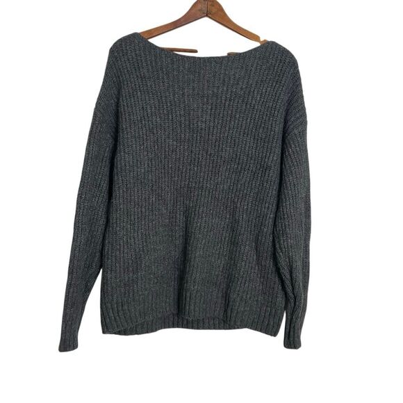 Old Navy Slouchy Cozy Boat Neck Knit Pullover Sweater Charcoal Gray Size XL - Picture 8 of 8